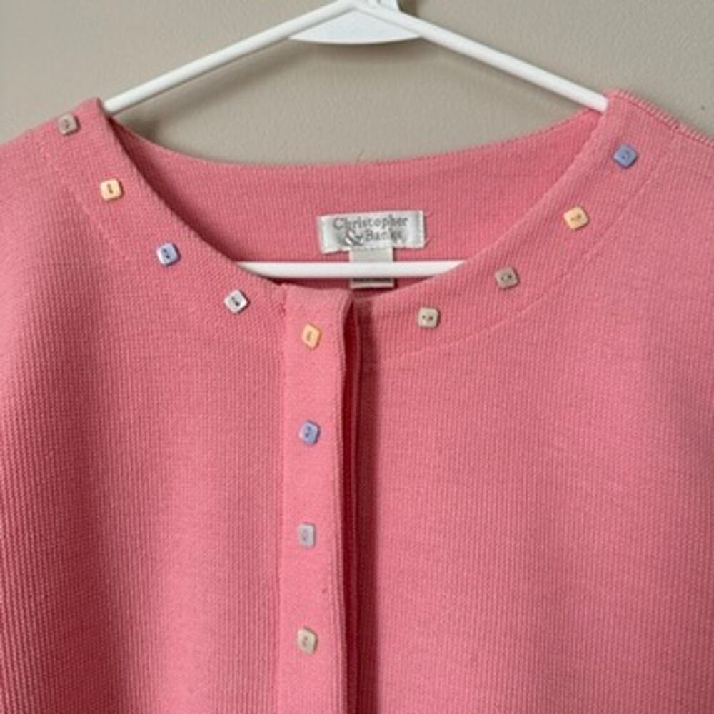 Christopher & Banks Cardigan Sweater Womens SMALL Pink Pastel Easter Spring - Picture 2 of 14